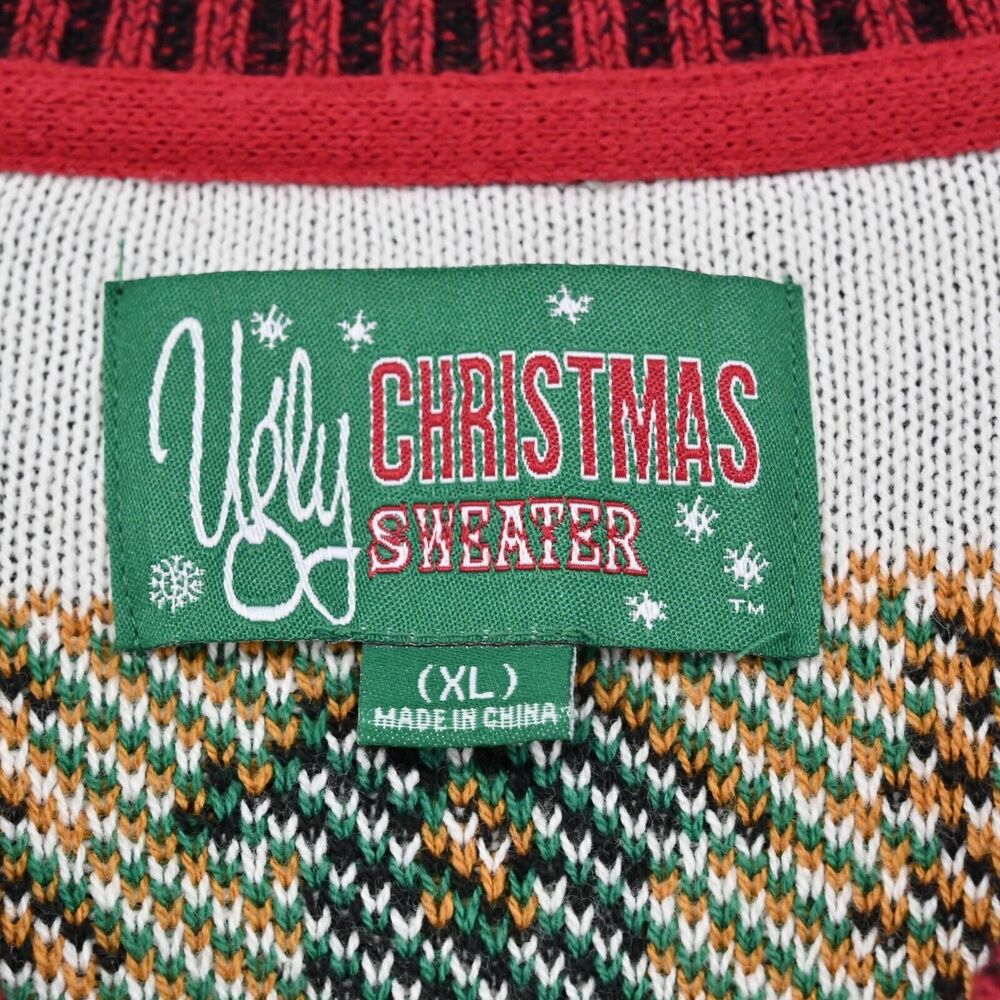 UGLY CHRIATMAS‎ SWEATER Mens Size XL Gingerbread Man Oh Snap Candy Cane Crutch - Picture 7 of 12